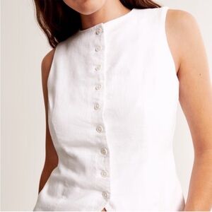 Abercrombie & Fitch Mara White Linen Vest
